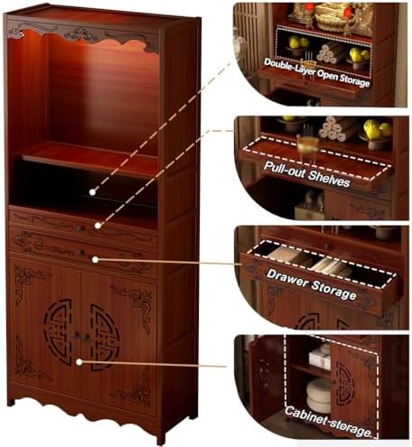 Bamboo Personal Shrine Altar Table with Storage - Chinese Cabinet Pedestal Offering Table for Entryway & Living Room, Perfect for Small Spaces, 70cm/27.6in