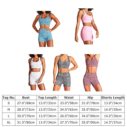 Iwemek Women Workout Sets 2 Piece Athletic Leopard Print High Waist Running Biker Shorts And Sports Bra Set Gym Clothes Tracksuits Leopard Black Medium #TOP6