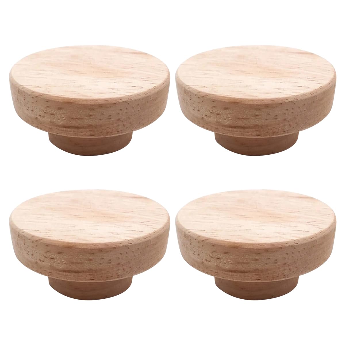 Poignées de tiroir en bois de hêtre boutons ronds de finition supérieure pour mobilier