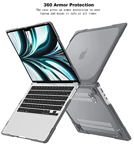 Image of Midkart Kickstand Case Compatible with MacBook Air 13.6 inch M5 M4 M3 M2 Release 2026-2022 A3449 A3240 A3113 A2681 Heavy Duty Hard Shell Shockproof Protecive Cover for MacBook Air 13 inch Case, Grey