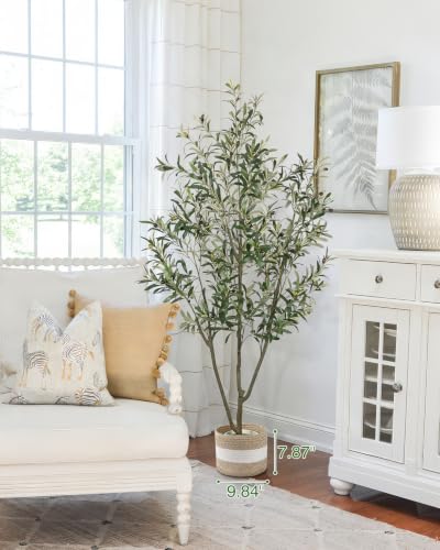 LuceAlberi Artificial Olive Tree 6FT Faux Indoor with Planter and Cotton Basket - image 3