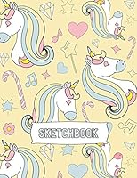 Sketchbook: Large Journal With Blank Paper For Drawing And Sketching & Crayon Coloring for Girls, unicorn 109 Pages, 8.5" x 11" (Kids Drawing Books) 1711014109 Book Cover