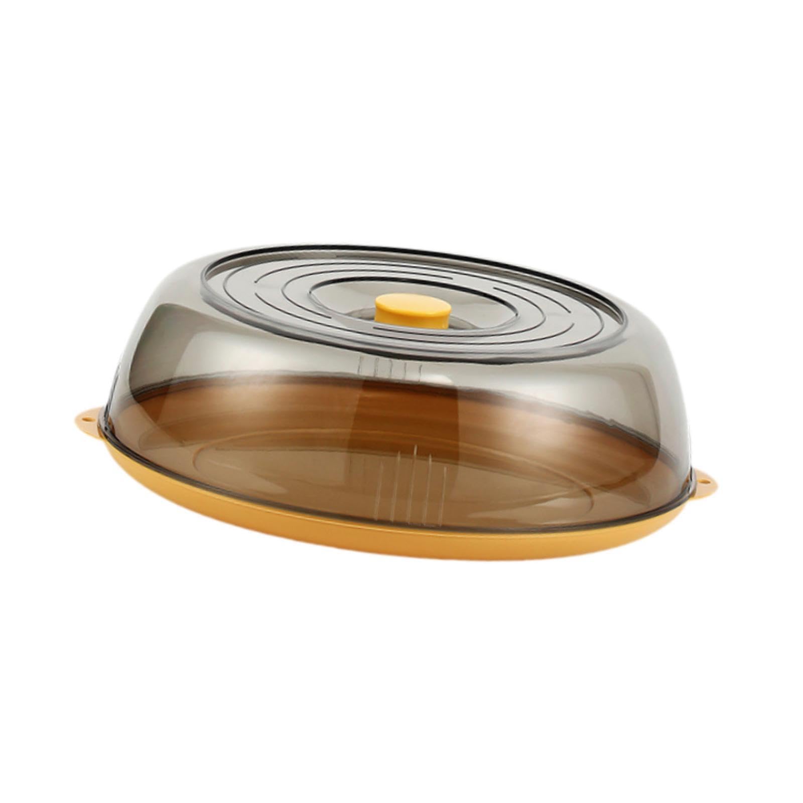Round Plate Cover Transparent Portable Multifunctional Dish Protective Cover Yellow-image-0