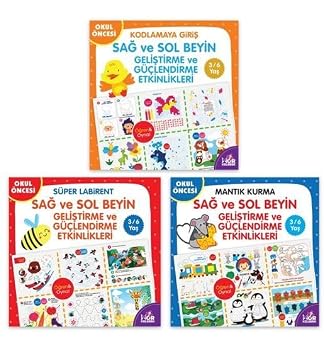Sa  ve Sol Beyin Geli tirme ve G lendirme Etkinlikleri Seti 3-6 Ya  3 Kitap Tak m