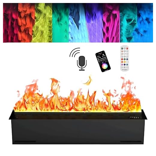 Chimeneas de Agua atomizada, Chimenea eléctrica de Vapor de Agua, Chimenea con Efecto de Llama 3D LED Multicolor, Control táctil/Remoto/aplicación voicecontrol-70cm