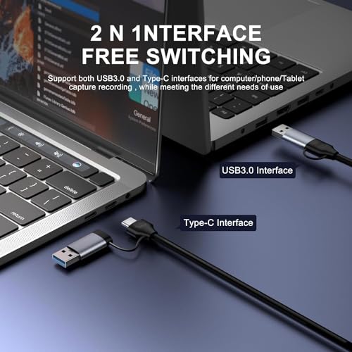 Placa de captura de vídeo, HDMI 4K para USB 3.0, HDMI para USB-A/C 1080P 60FPS, placa de captura de