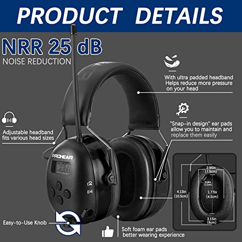 image for PROHEAR 033 Upgraded 5.3 Bluetooth Hearing Protection AM FM Radio Head