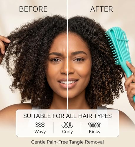Image of INSIME Detangler hair brush for curly hair comb for Women Men & Kids | Comb for curly wavy hair Pain Free hair detangling brush | Curl brush for hair styling Dry & Wet hair brush | (Sea Green)