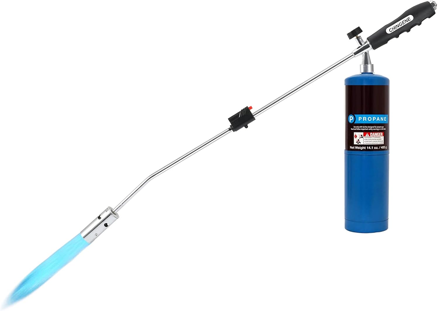 Weed Torch Propane Burner, 50,000BTU Blow Torch, Gas Vapor, self igniting, Ergonomic Anti-slip Handle, with Trigger Start and Flame Control Valve(Fuel Not Included)