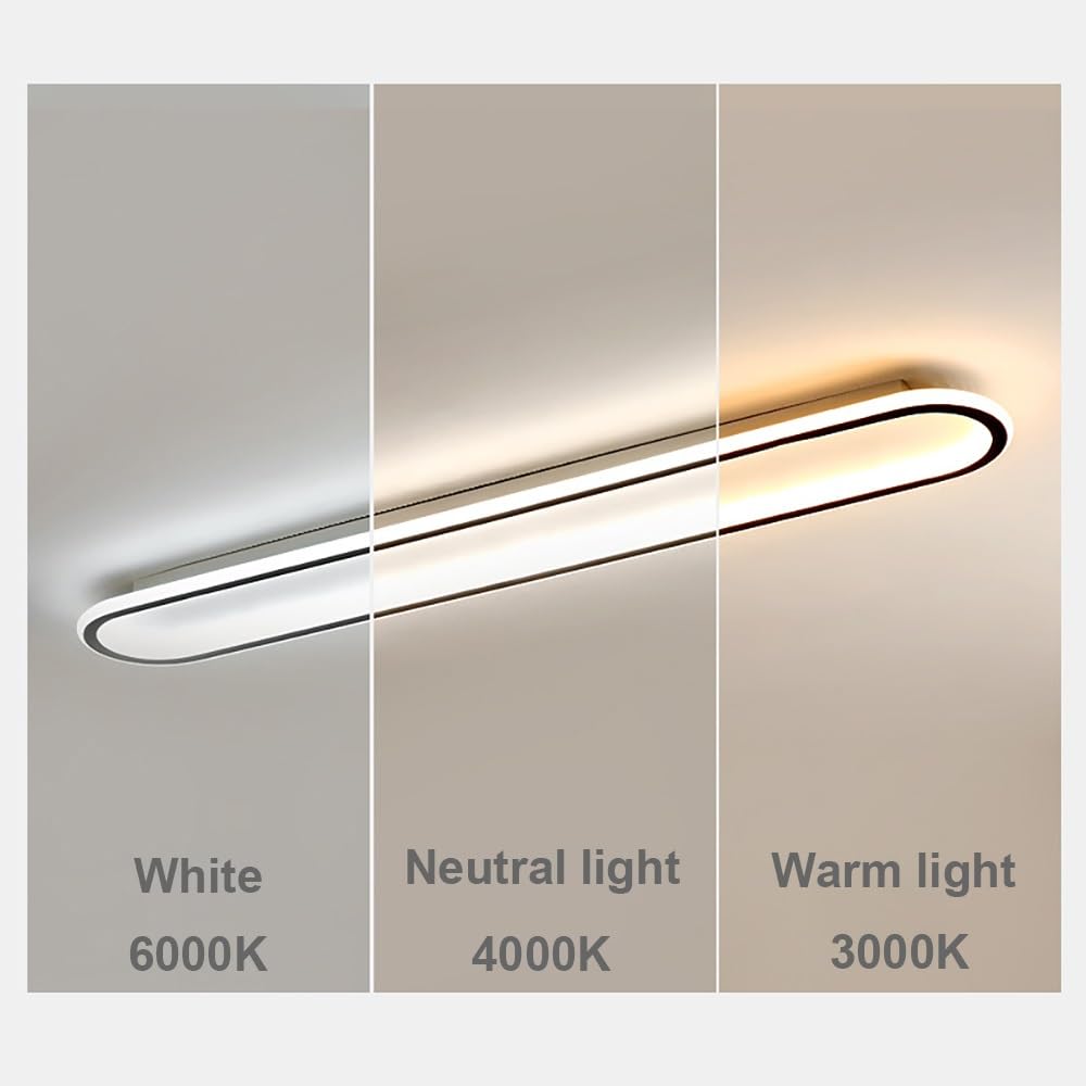 Lampy Sufitowa LED Owalna Nowoczesna, Plafon Liniowe Oświetlenie Sufitowe Minimalistyczne do Korytarz Wejście Balkon(Black(4000K),30cm/11.81in)