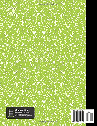 Marbled Composition Notebook: Brightly ( Green ) Colored - Essential College Ruled ( 120 Pages ) Journal for Home, School, Work ( 8.5” x 11” ) image 3