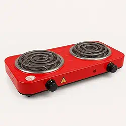 Fogão Elétrico Fogareiro Portátil Cooktop 2 Bocas 2000w 127v (VERMELHO)