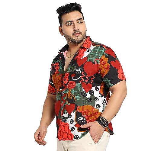 Image of Instafab Plus Men's Shirt for Casual Wear | Spread Collar | Plus-Size Fit | Long Sleeve | Button Closure | Cotton Shirt Crafted with Comfort Fit for Everyday Wear