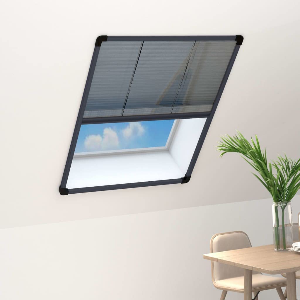 Moustiquaire Enroulable pour Fenêtre de Toit, Moustiquaire plissée pour fenêtre Aluminium Anthracite 60x80 cm