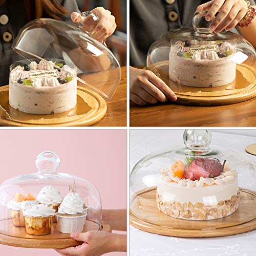 image for DOITOOL Glass Cake Stand with Dome Serving Platter and Cake Plate Use 