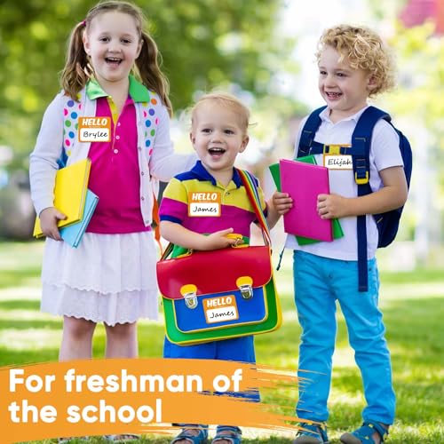 Image of 256 Pcs Name Tags Sticker 3 inchx2.5 inch Hello My Name is Stickers, Light Orange Name Labels Adhesive Identification Name Badges for School, Office, Meeting, Family Parties, Mailing