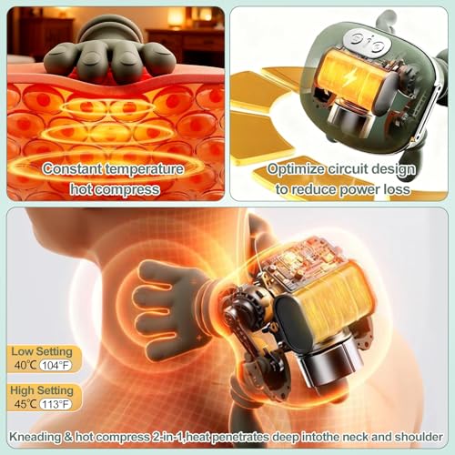 4D NackenmassagegeräT Kabellos, Massagegerät Nacken Schulter, 3 Massagegrade & 2 Temperaturstufen, NackenmassagegeräT Mit WäRme, für Zuhause, BüRo, Reisen, Entspannen Sie Muskeln, Lindern MüDigkeit