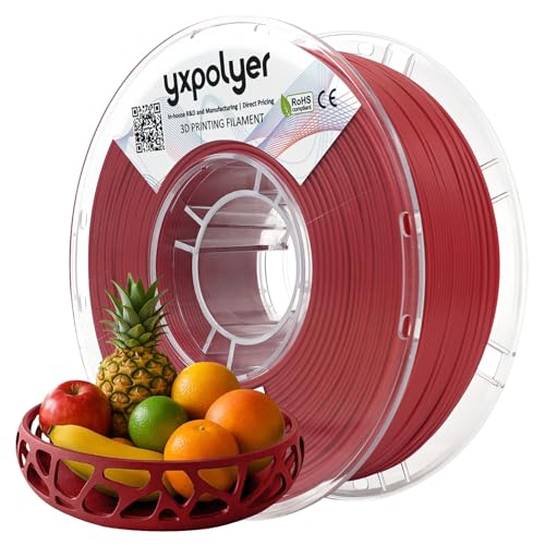 Image of YXPOLYER PLA Filament Food Grade 1.75mm 1kg for 3D Printing, PLA+ 3D Printer Filament with Transparent AMS-Compatible Filament Spool, Brick Red
