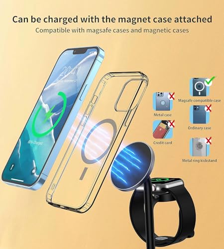 Image of XooFly 3 in 1 Wireless Charging Station for Apple Devices, Fast Wireless Mag-Safe Charger Stand with 20W Adapter for iPhone 17 /16 15 14 13 12 Pro Max /Pro /Plus /Air /Mini, iWatch, AirPods (Black)
