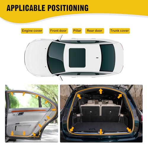 Image of 52.5Ft Car Door Seal Strip Car Weather Stripping Double Layer Shape Self Adhesive Rubber Auto Door Soundproofing Weatherstrip for Car Door,Truck, SUV