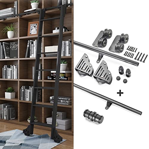 Kit de rails pour échelle mobile en tube rond pour créer une bibliothèque de style loft - 2