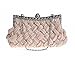 Afibi Womens Wedding Evening Bridal Bridesmaid Clutch Jeweled Pleated Cocktail Party Handbag (Champagne)