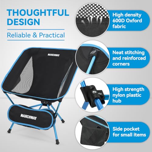 Silla plegable ligera para camping MARCHWAY, portátil y compacta para exteriores, camping, viaje, playa, picnic, festival, senderismo, soporte hasta 330 libras (Azul) miniatura 5