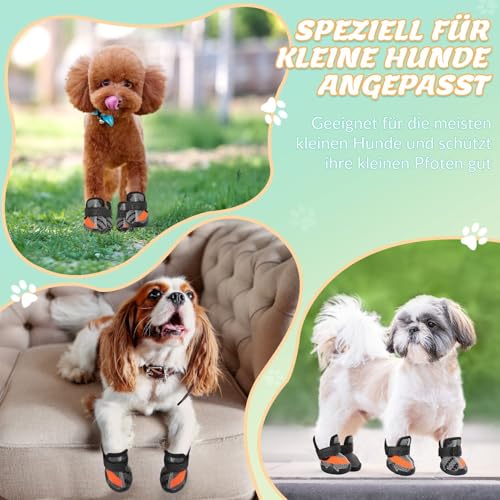SlowTon Hundeschuhe mit Rutschfester Sohle, 2 Stück atmungsaktive Hundeschuhe, Hundeschuhe Pfotenschutz für heißen Asphalt im Sommer, Hundeschuhe für kleine Hunde