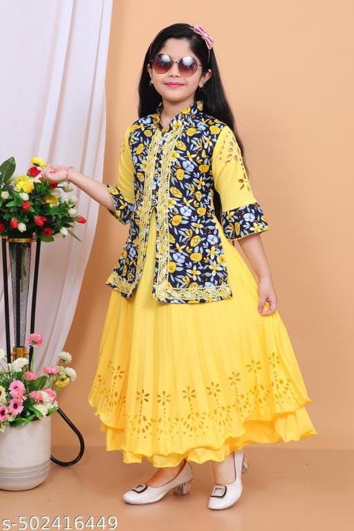 Image of Long Floral Kid Girls Dress| Comfortable, Breathable, Lightweight, Skin Friendly|SL 239