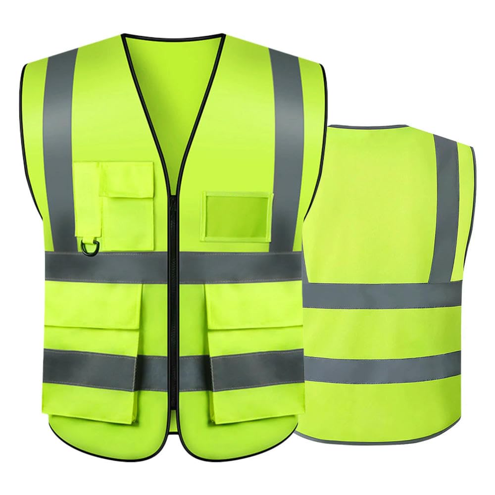 Gilet réfléchissant haute visibilité à poches pour chantiers