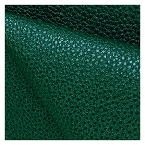 Tissu en similicuir de litchi vert 140cm cuir synthétique grand PU pour sac et bricolage