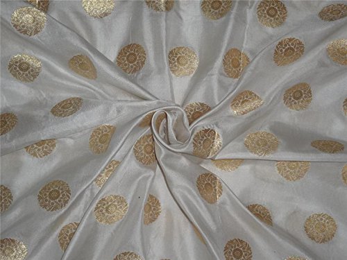 Tissu 100% pure soie Brocade Ivoire Doré pour donner vie à vos rêves