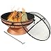 Sunnydaze 30-Inch Large Outdoor Fire Pit - Wood Burning Fire Pit for Outside with Poker and Screen - Copper Finish - Royal Cauldron