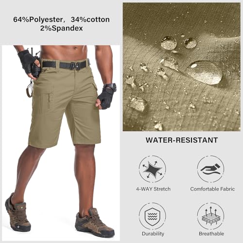 Men's Hiking Cargo Tactical Shorts with Multi Pockets Stretch Water Resistant Shorts Outdoor Hiking Fishing Camping(No Belt)4