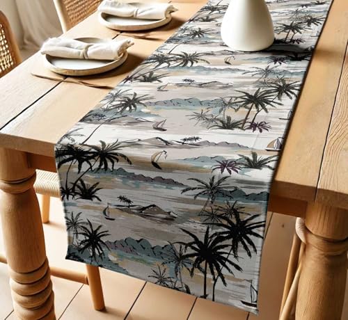 Printed Cotton Table Runner for Dining Table – Vargottam Leaves Design in Twill Weave – Soft, Washable, 14” Wide – Available in 60", 72", 90", 108" , 120" Lengths