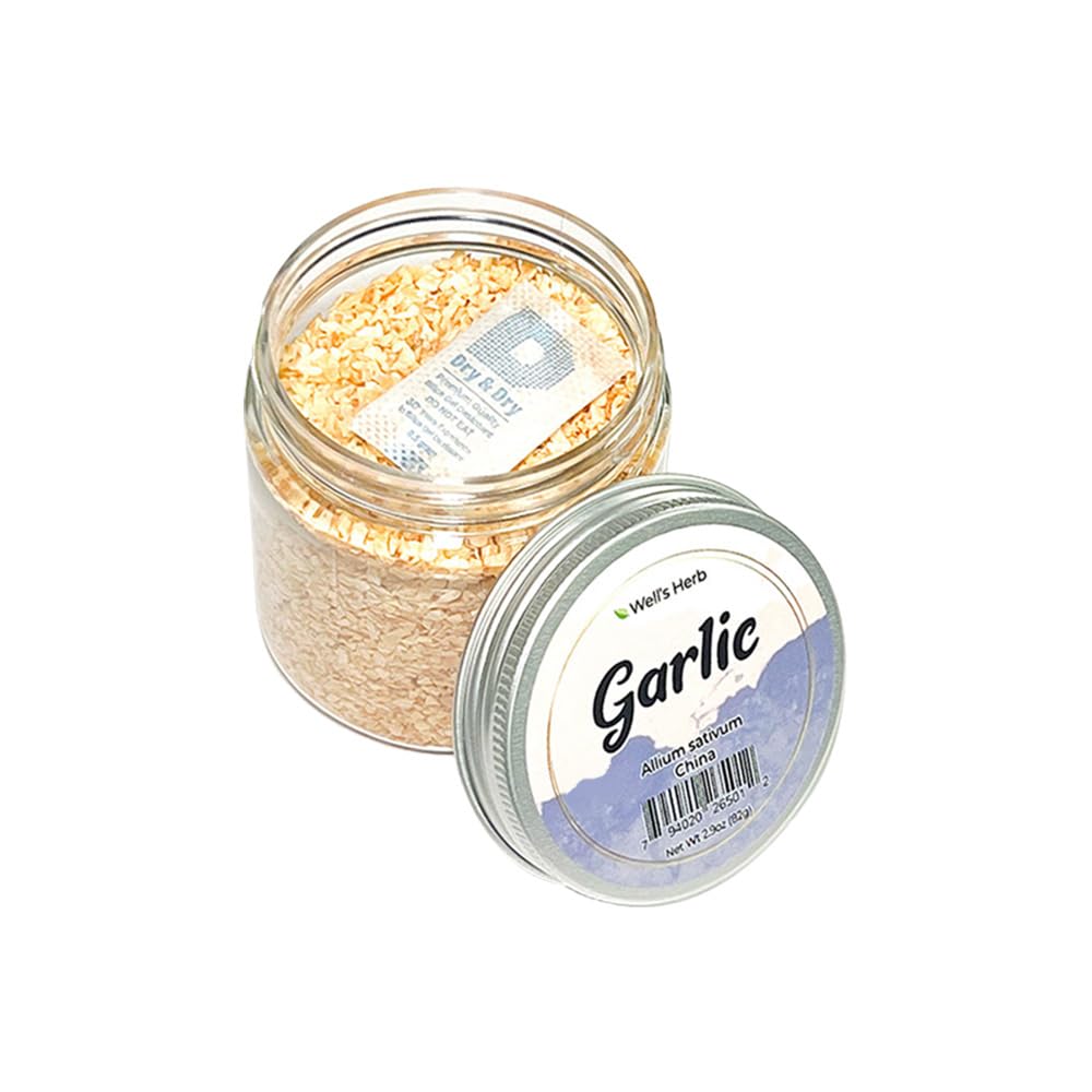 Well's Herb Dried Garlic | 2.9 oz. | 100% Natural | Perfect for Herbal-Infused Hair Oil | for Hair & Skin Oil DIY | Garlic Herb