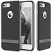 iPhone 7 Plus Case, ROCK [Royce] - Black & Iron Grey [Ultra Thin][Heavy Duty][Metal Texture Side Buttons][Dual Layered][Slim Fit][Hard PC + Soft TPU] For Apple iPhone 7 Plus (2016)