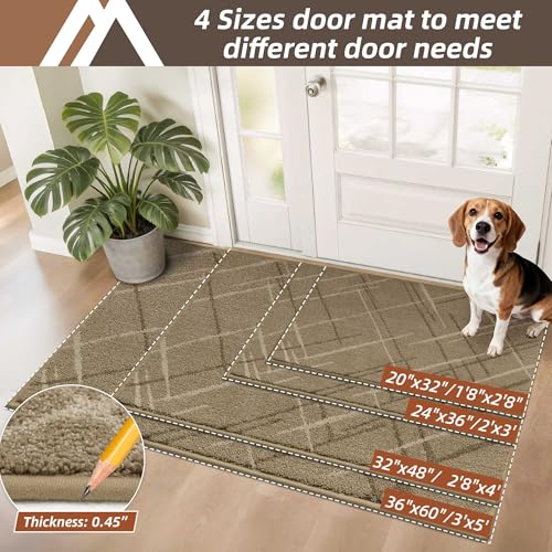COSY HOMEER Front Door Mat Low Profile Non-Slip Doormat for Entryway, Absorbent Dirt Trapper Washable Entrance Mat, Sturdy Polyester Doormats (60"x36", Beige) — view 5