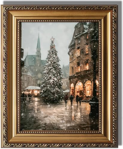 Toile sapin de Noël sous la neige pour sublimer votre décoration murale de salon