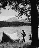 Man fishing in a lake Grand Teton National Park Wyoming USA Poster Print (18 x 24)