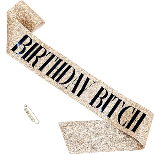 LATFZ Birthday Sash Gold Glitter Gifts for Women Party Supplies