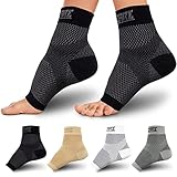 Thoxcare Compression Socks for Women & Men Open Toe (1 Pair) - Best Ankle Compression Sleeve for Swelling, Achilles Tendonitis, Heel Pain & Plantar Fasciitis Relief, Black, Large