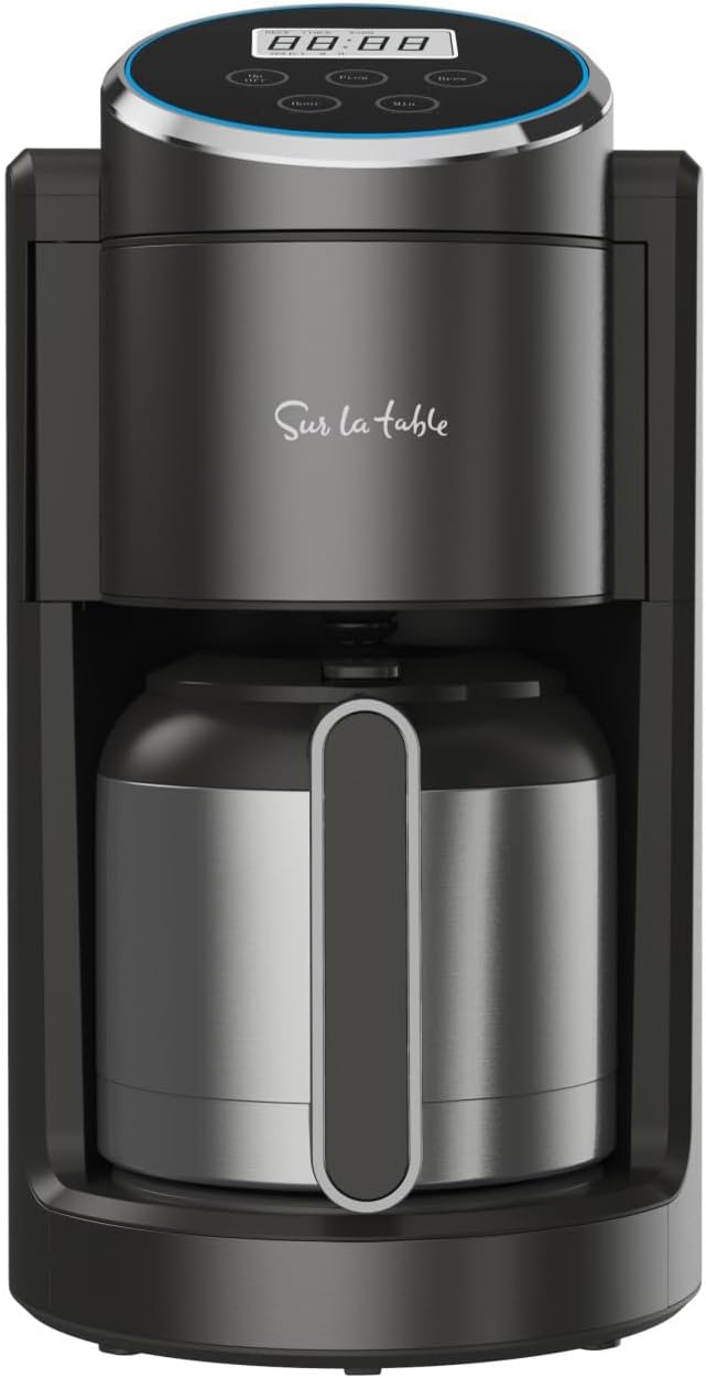 Sur La Table 12-Cup Electric Teapot with Infuser – 1.7L Coffee Maker with Adjustable Temperature, Stainless Steel Thermal Carafe & LED Display, Safe Kitchen Appliance for Brewing Coffee & Hot Water