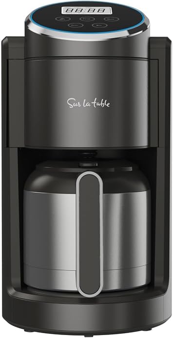 Sur La Table 12-Cup Electric Teapot with Infuser - 1.7L Coffee Maker with Adjustable Temperature, Stainless Steel Thermal Carafe & LED Display, Safe Kitchen Appliance for Brewing Coffee & Hot Water