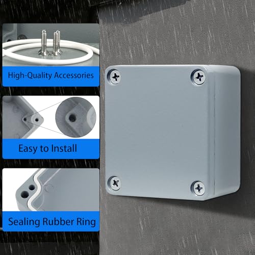 Outdoor Electrical Box Aluminum Alloy Metal Junction Box Aluminum Enclosure Project Box Outdoor Universal Enclosure Gray 2.5"x2.3"x1.4" by Generic - Image 3