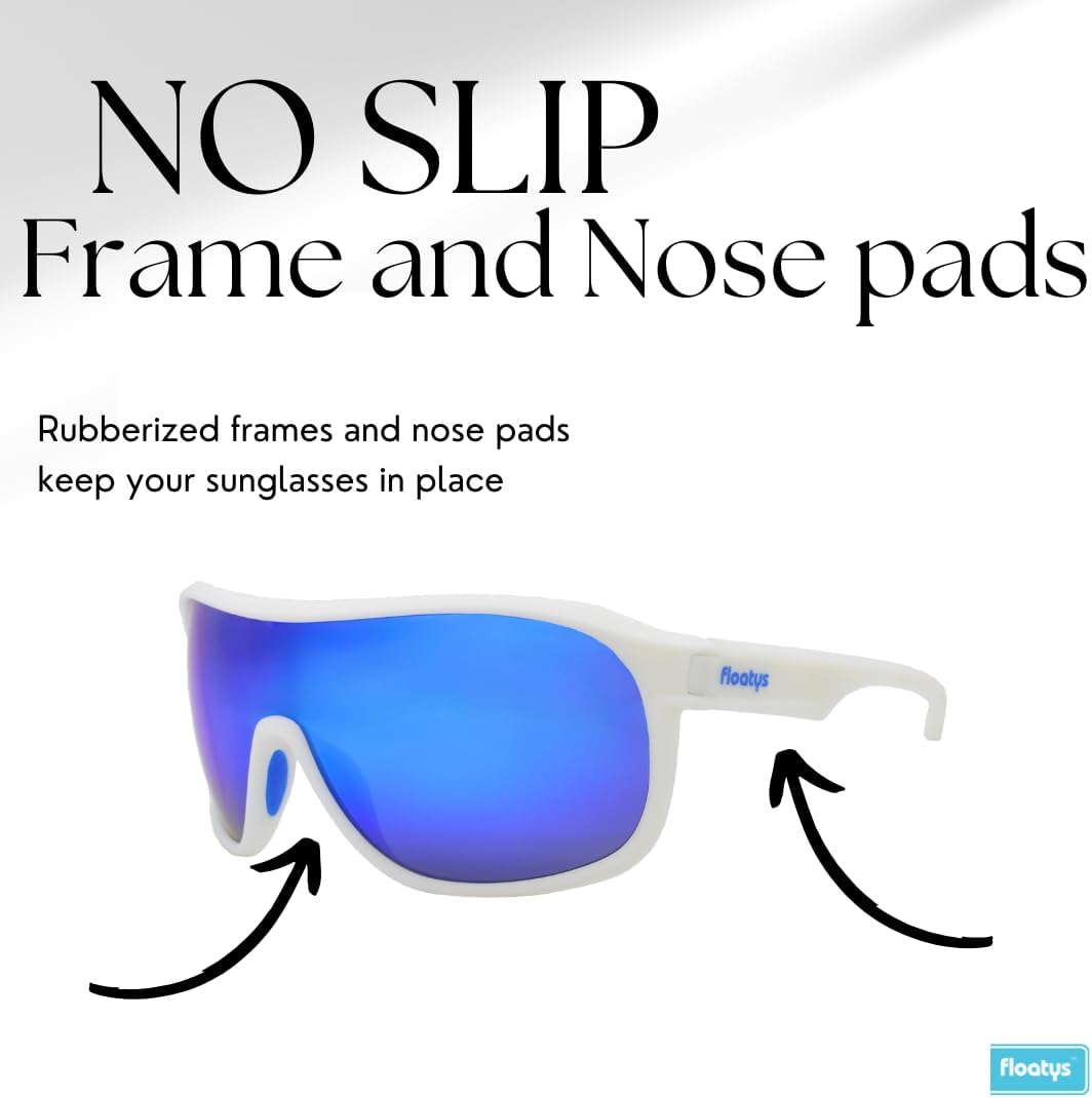 Floating Sunglasses Rubberized Rapids | Polarized Water Repelling Lenses | Mens Large Sport shield wrap around