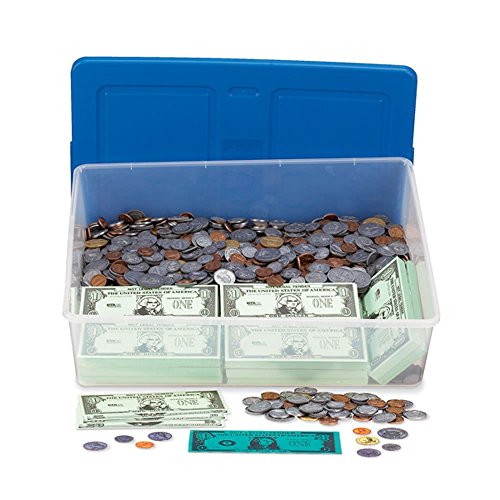 hand2mind Fake Money Classroom Kit, 2,940 Pieces, Prop Money, Learning Toys, Play Money That Looks Real, Realistic Paper Bills and Plastic Coins, Pretend Money for Kids to Learn with Storage Tote