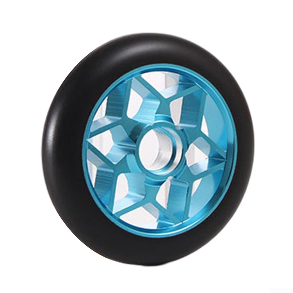 ZMdooreasy Stunt Scooter Replacement Wheel 110mm, CNC Aluminum Alloy Core With Polyurethane Outer Tire, Smooth Rolling Design With 8mm Bearing for Tricks and Park (Light blue)