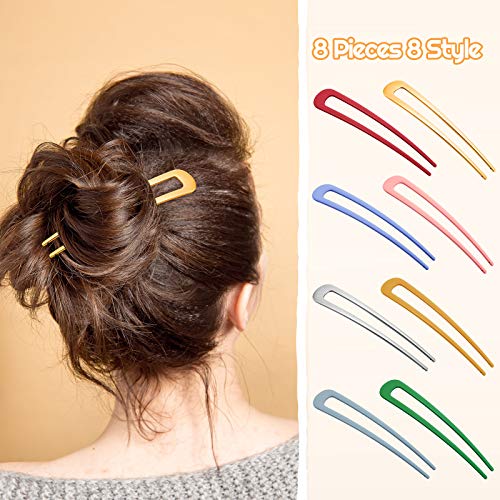 image for Chuangdi 8 Pieces French U-shaped Hair Pins Hair Stick U-shaped Hair F