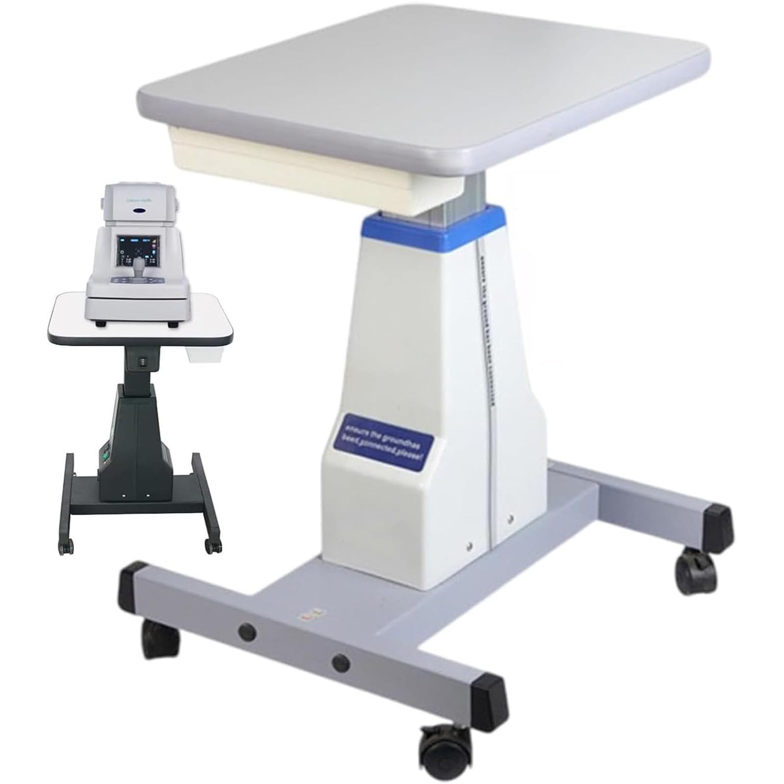 ZenSeFarin Electric Lifting Table for Optometry, Motorized Instrument Cart with Drawer, Adjustable Height for Optical Shops, Slit Lamps, Refractometers, Eye Clinics White